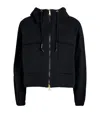 Moncler Snap Button Pockets Hooded Parka With Elasticated Cuffs In Black