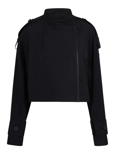 Moncler Asymmetrical Zip Jacket In Black