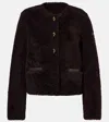 Moncler Cropped Leather-trimmed Down Jacket
