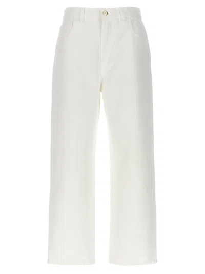 Moncler Cropped Straight Leg Jeans With Minimalist Design In White