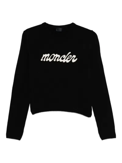MONCLER MONCLER CROPPED SWEATER WITH CONTRASTING EMBROIDERED LOGO