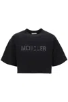 MONCLER MONCLER CROPPED T SHIRT WITH SEQUIN LOGO