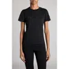 Moncler Crystal Embellished Logo Cotton T-shirt In Black