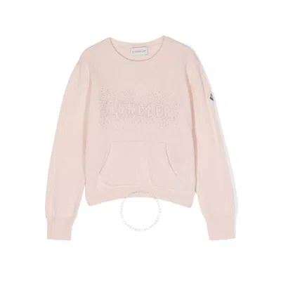Moncler Crystal-embellished Logo Sweatshirt In Pink