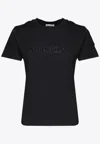 Moncler Biologic Cotton T-shirt With Embroidered Logo In Black