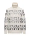 Moncler Crystal-embroidered Alpaca  Wool Blend Turtleneck Sweater In White