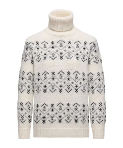 Moncler Crystal-embroidered Alpaca  Wool Blend Turtleneck Sweater In White