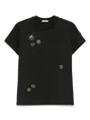 Moncler T-shirt En Coton À Fleurs En Cristaux In Black
