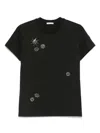 Moncler T-shirt En Coton À Fleurs En Cristaux In Black