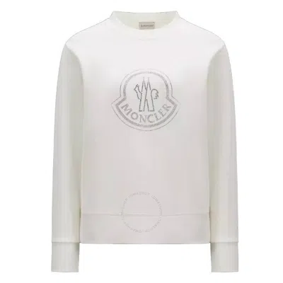 Moncler Crystal Logo Sweatshirt In White
