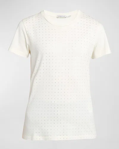 Moncler Crystal Logo Patch T-shirt In Natural