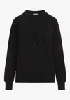 Moncler Women Sweatshirt With Embossed Logo In Black