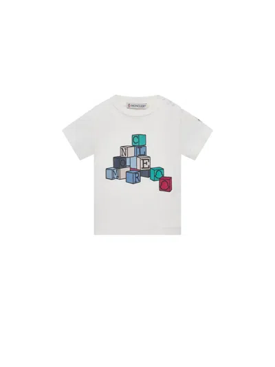 Moncler Cubes Mini Boys Polyamide T-shirt In White