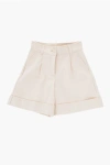 Moncler Cuffed Hem Cotton Twill Shorts