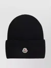 Moncler Ribbed Knit Carded Wool Beanie With Felt Logo Patch