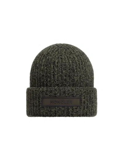 Moncler Cuffed Wool Hat In Green