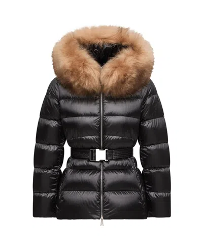 Moncler Cupidones Shearling-trimmed Short Down Jacket In Black