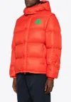 Moncler Orange Logo Patch Jacket In Orange