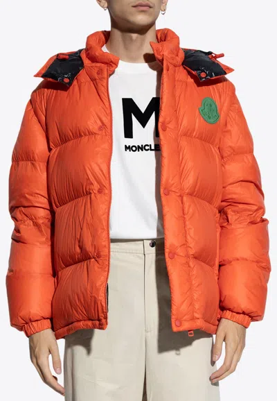 Moncler Orange Nylon Cyclone Down Jacket