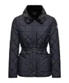 Moncler Womens Navy Cygne Belted Shell-down Jacket In Blue