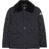 Moncler Cygne Quilted Down Jacket With Faux Fur Collar In Blue