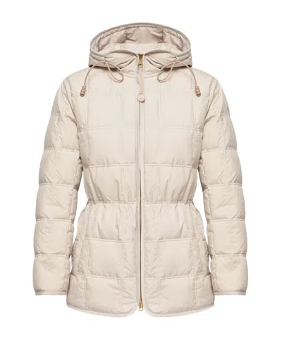 Moncler Cygnet Hooded Short Down Jacket In Neutral