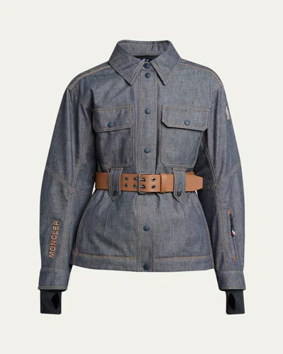 Moncler Daintree Hooded Down Ski Jacket In Gray