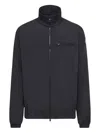 Moncler Danby High Collar Jacket Zipped Pocket In Blue