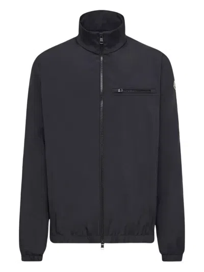 Moncler Danby High Collar Jacket Zipped Pocket In Blue