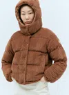 Moncler Daos Velvet Corduroy Puffer Jacket In Brown