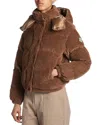 Moncler Daos Chenille Tech Down Jacket In Brown