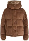 Moncler Daos Velvet Corduroy Puffer Jacket In Brown