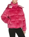 Moncler Daos Velvet Down Puffer Jacket In Bright Pink