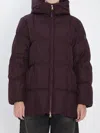 Moncler Darbon Oversized Hooded Down Jacket In Burgundy