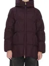Moncler Darbon Oversized Hooded Down Jacket In Burgundy