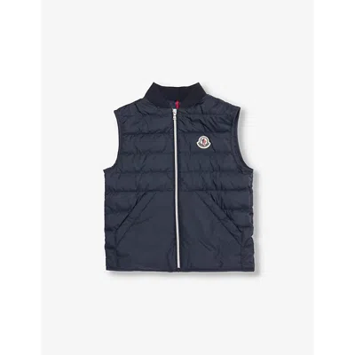 Moncler Kids' Dioper Two-buttoned-pockets Shell-down Gilet 4-14 Years Dark Blu In Dark Blue