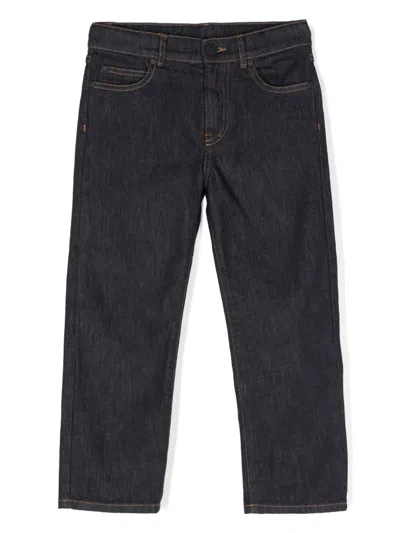 Moncler Kids' Stretch Cotton Denim Jeans In Navy