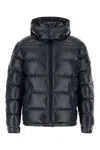 Moncler Dark Blue Nylon Maya Down Jacket In Black
