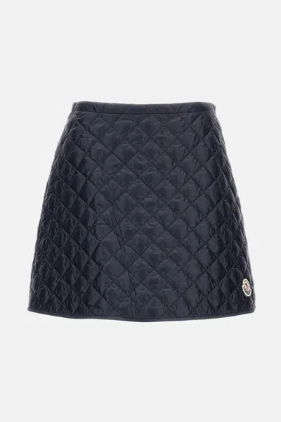 MONCLER DARK BLUE QUILTED MINI SKIRT