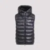 Moncler Black Orant Hooded Down Vest In Dark Blue