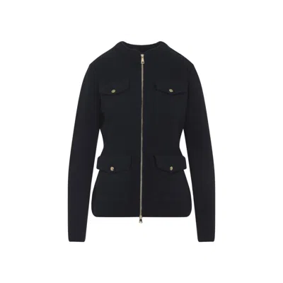 MONCLER MONCLER DARK BLUE VIRGIN WOOL JACKET