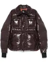Moncler Glossy Finish Down Jacket With Quilted Design In Brown