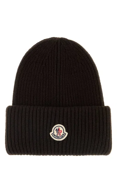 MONCLER DARK BROWN RIBBED BEANIE HAT