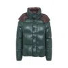 Moncler Parana Glossy Hooded Short Down Jacket In Green