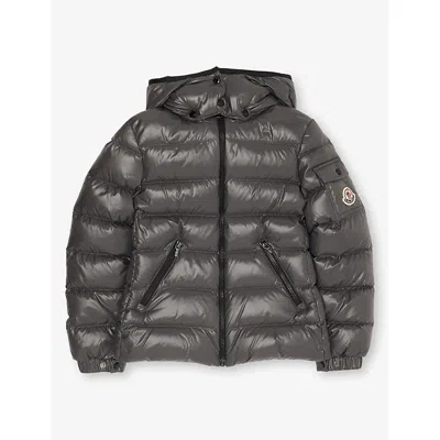 Moncler Babies' Dark Grey Bady Hooded Shell-down Jacket 4-14 In Black