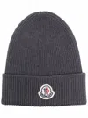 Moncler Ribbed Virgin Wool Beanie Accessories In Gray