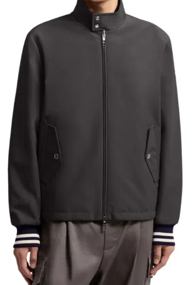 Moncler Reversible Padded Bomber Jacket With Ribbed Trim In Brown