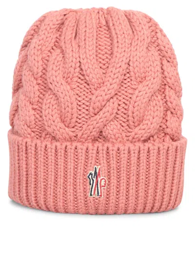 Moncler Dark Pink Wool Beanie Hat