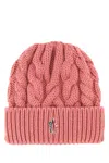 Moncler Light Pink Logo Beanie Hat In 53k