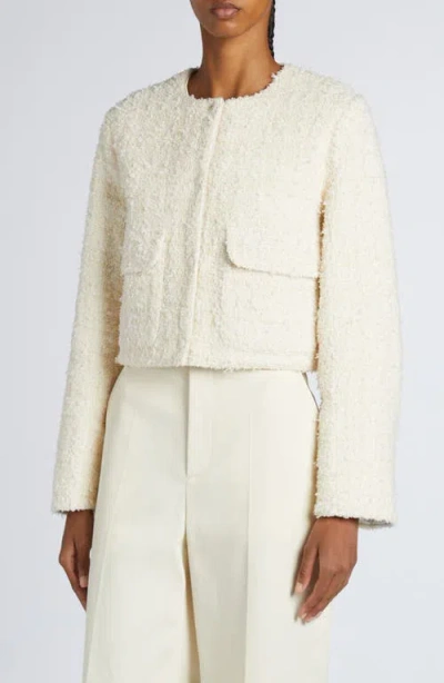 Moncler Dauphin Tweed Combo Jacket In Open White